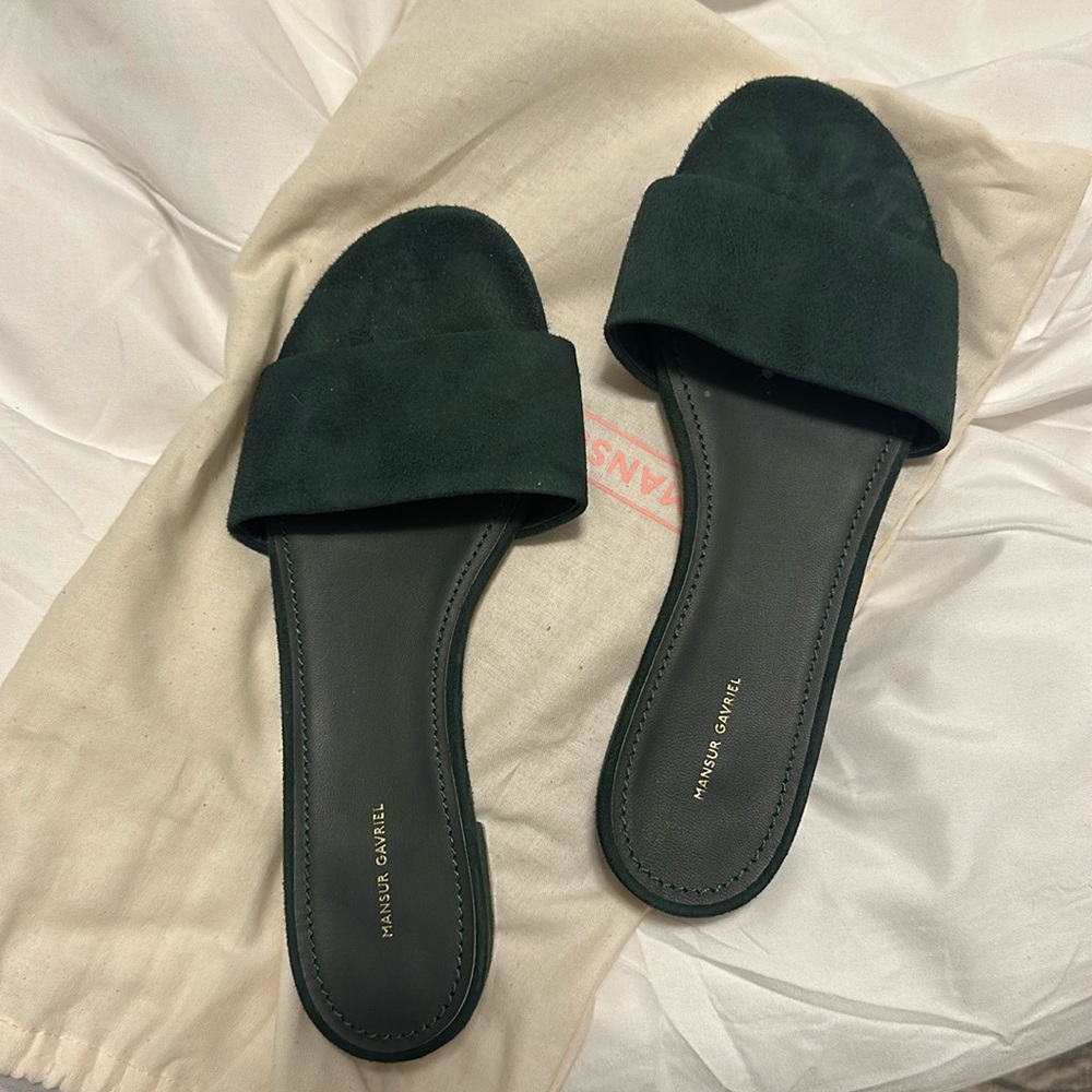 Mansur Gavriel Green Suede Sandals